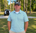 Pisgah Dragons All-Over Performance Polo – White/Kelly Green